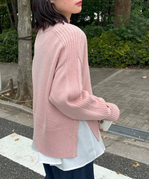 VIS（ビス）の「【アンチピリング/洗える】サイドスリットニットプルオーバー【WEB限定カラー】（ニット/セーター・レディース・オフホワイト/ブルー/ブラック系その他/レッド/ピンク/スミクロ/キナリ・FREE）」の13枚目の写真