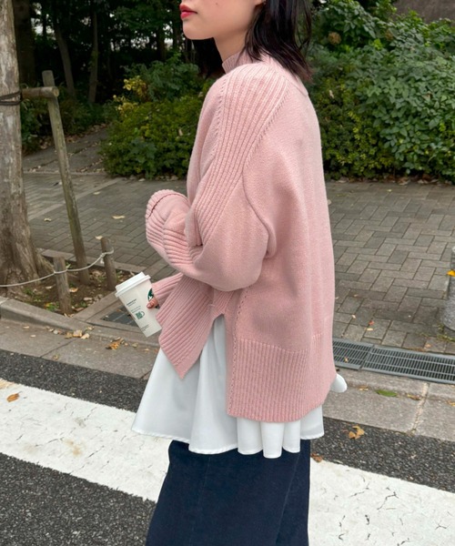 VIS（ビス）の「【アンチピリング/洗える】サイドスリットニットプルオーバー【WEB限定カラー】（ニット/セーター・レディース・オフホワイト/ブルー/ブラック系その他/レッド/ピンク/スミクロ/キナリ・FREE）」の14枚目の写真