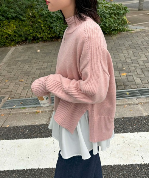 VIS（ビス）の「【アンチピリング/洗える】サイドスリットニットプルオーバー【WEB限定カラー】（ニット/セーター・レディース・オフホワイト/ブルー/ブラック系その他/レッド/ピンク/スミクロ/キナリ・FREE）」の15枚目の写真