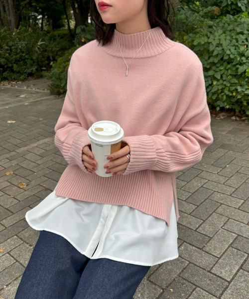 VIS（ビス）の「【アンチピリング/洗える】サイドスリットニットプルオーバー【WEB限定カラー】（ニット/セーター・レディース・オフホワイト/ブルー/ブラック系その他/レッド/ピンク/スミクロ/キナリ・FREE）」の16枚目の写真