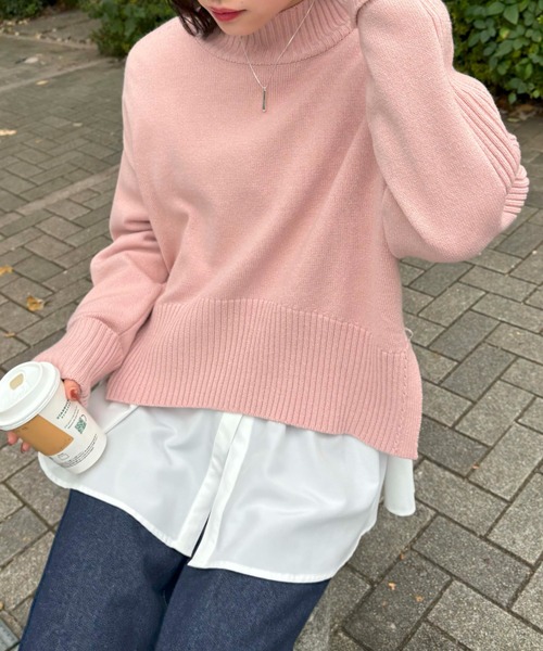 VIS（ビス）の「【アンチピリング/洗える】サイドスリットニットプルオーバー【WEB限定カラー】（ニット/セーター・レディース・オフホワイト/ブルー/ブラック系その他/レッド/ピンク/スミクロ/キナリ・FREE）」の17枚目の写真