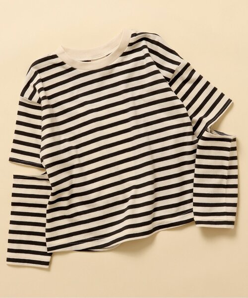 BREEZE（ブリーズ）の「【WEB限定】袖カットロンT（Tシャツ/カットソー・キッズ・ピンク/オレンジ/ブラック/オフホワイト・80/90/100/110/140/120/130）」の2枚目の写真