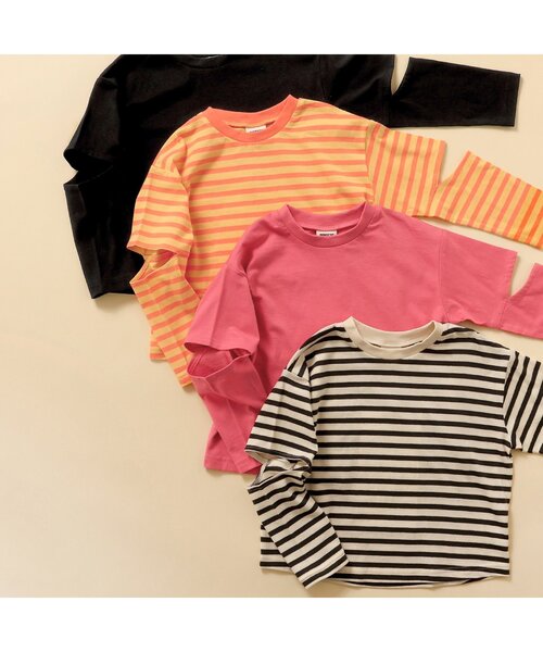 BREEZE（ブリーズ）の「【WEB限定】袖カットロンT（Tシャツ/カットソー・キッズ・ピンク/オレンジ/ブラック/オフホワイト・80/90/100/110/140/120/130）」の6枚目の写真