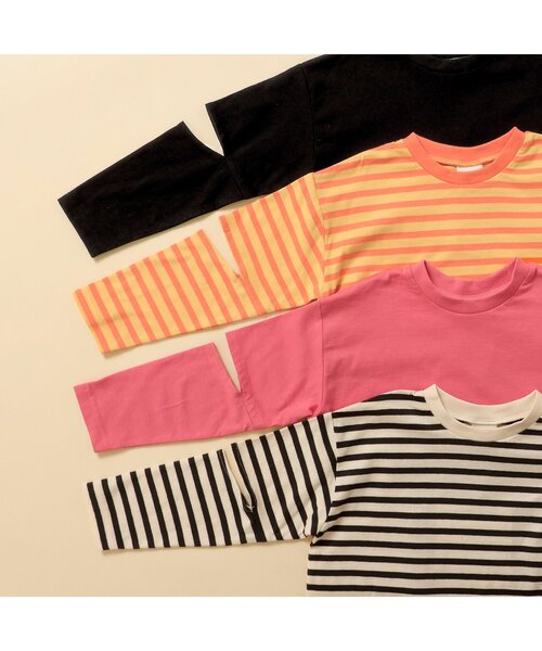 BREEZE（ブリーズ）の「【WEB限定】袖カットロンT（Tシャツ/カットソー・キッズ・ピンク/オレンジ/ブラック/オフホワイト・80/90/100/110/140/120/130）」の7枚目の写真