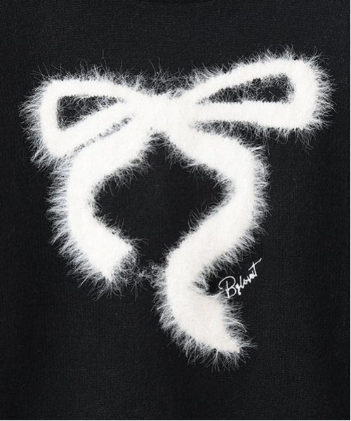 by LOVEiT（バイラビット）の「リボンニット（ニット/セーター・キッズ・ブルーグレー/オフホワイト/ブラック・120cm/130cm/140cm/150cm/160cm）」の6枚目の写真