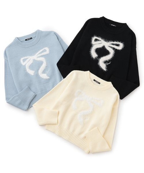 by LOVEiT（バイラビット）の「リボンニット（ニット/セーター・キッズ・ブルーグレー/オフホワイト/ブラック・120cm/130cm/140cm/150cm/160cm）」の9枚目の写真