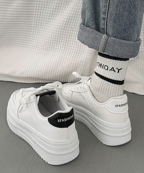 セール】韓国風厚底スニーカーレディース白シューズ（スニーカー