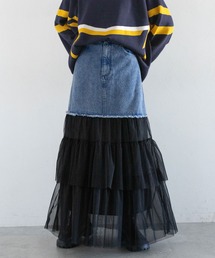 RAGEBLUE | フリルチュールドッキングデニムスカート(デニムスカート)