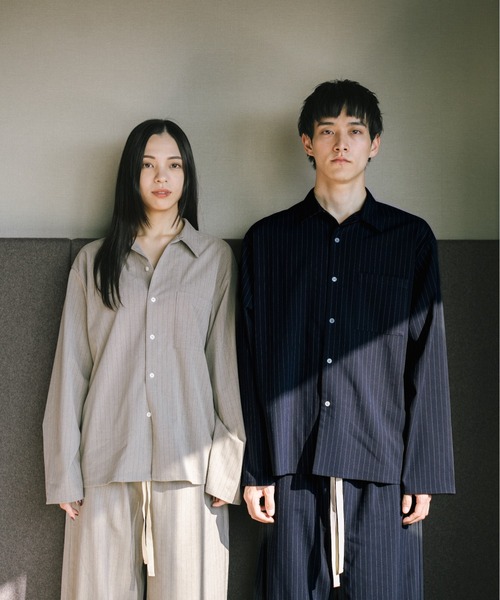 HONE（ホーン）の「pinstripe pajama shirt jacket/ ピン