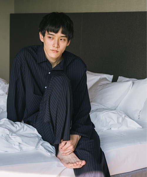 pinstripe pajama shirt jacket/ ピンストライプパジャマシャツ