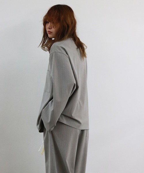 セール】pinstripe pajama shirt jacket/ ピンストライプパジャマ