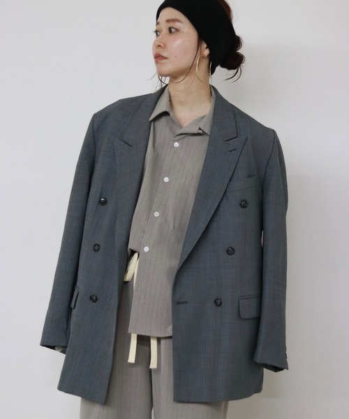 セール】pinstripe pajama shirt jacket/ ピンストライプ