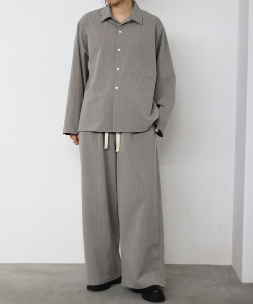pinstripe pajama shirt jacket/ ピンストライプパジャマシャツ