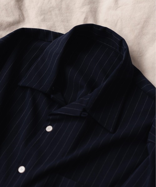 pinstripe pajama shirt jacket/ ピンストライプパジャマシャツ