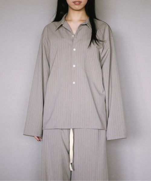 パジャマストライプジャケット パジャマ メンズ 長袖 前開き 綿 薄手 上下セット 寝巻き ルームウェア