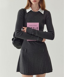 シャツカラー プリーツニットミニワンピース FQ24L017【Fano Studios