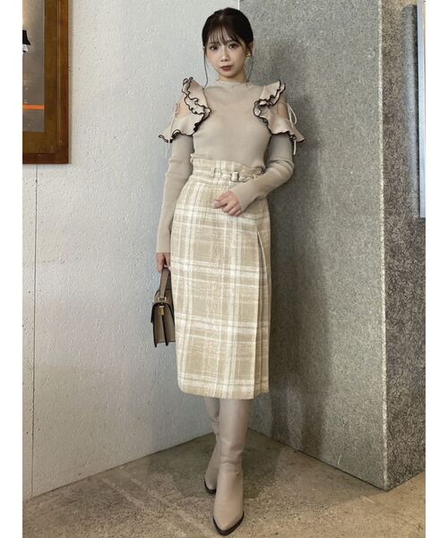 dazzlin（ダズリン）の「ショルダーオープンフリルニット（ニット/セーター・レディース・ブラック/ベージュ/ピンク/オフホワイト・FREE）」の18枚目の写真