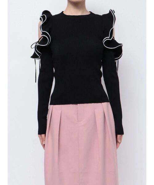 dazzlin（ダズリン）の「ショルダーオープンフリルニット（ニット/セーター・レディース・ブラック/ベージュ/ピンク/オフホワイト・FREE）」の10枚目の写真