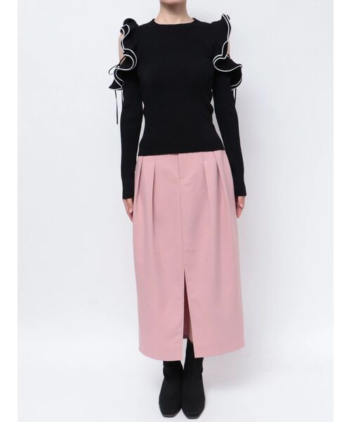 dazzlin（ダズリン）の「ショルダーオープンフリルニット（ニット/セーター・レディース・ブラック/ベージュ/ピンク/オフホワイト・FREE）」の7枚目の写真