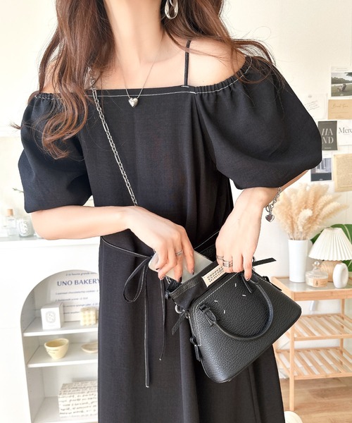 セール】お洒落に差をつける、大人女子。2wayパフスリーブロング