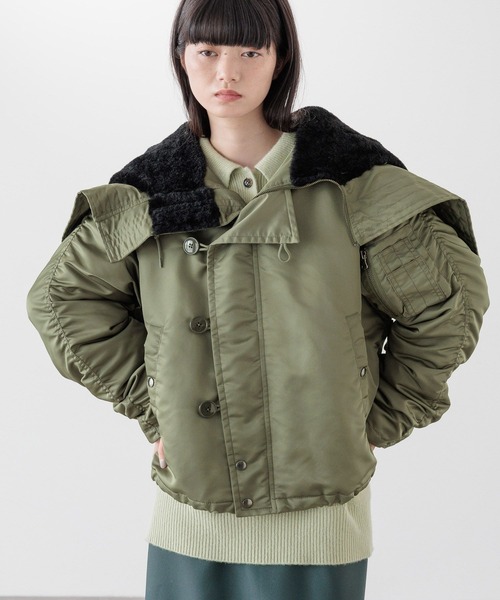 yuw（ユウ）の「Ｎ－２Ｂ　150967（ダウンジャケット/コート・レディース・カーキ/ブラック・FREE）」の8枚目の写真