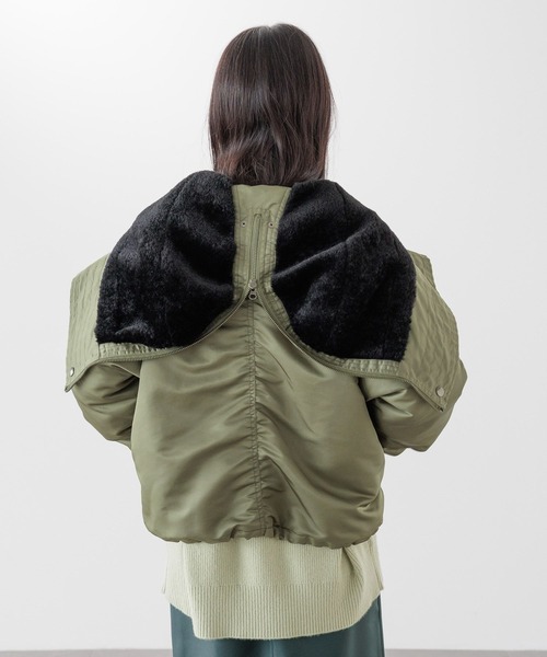 yuw（ユウ）の「Ｎ－２Ｂ　150967（ダウンジャケット/コート・レディース・カーキ/ブラック・FREE）」の10枚目の写真