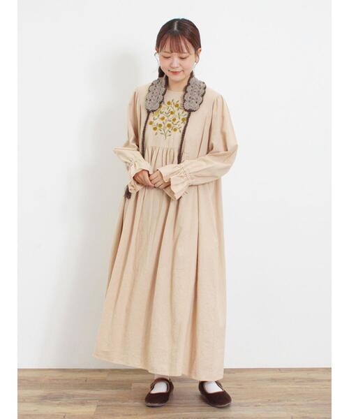 Samansa Mos2（サマンサ モスモス）の「【マカベアリス×Samansa Mos2】【S/Mサイズ】果物柄刺繍ワンピ（ワンピース・レディース・ボルドー/モカ/キナリ・S/M）」の7枚目の写真