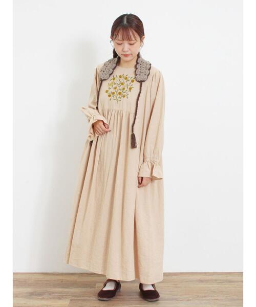 Samansa Mos2（サマンサ モスモス）の「【マカベアリス×Samansa Mos2】【S/Mサイズ】果物柄刺繍ワンピ（ワンピース・レディース・ボルドー/モカ/キナリ・S/M）」の9枚目の写真