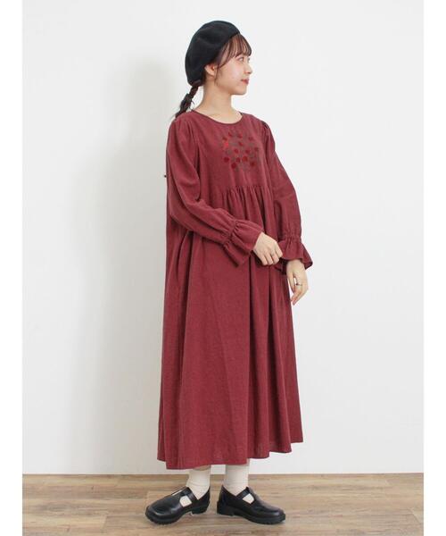 Samansa Mos2（サマンサ モスモス）の「【マカベアリス×Samansa Mos2】【S/Mサイズ】果物柄刺繍ワンピ（ワンピース・レディース・ボルドー/モカ/キナリ・S/M）」の17枚目の写真
