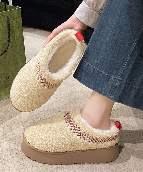 Lace Ladies(レースレディース)の「刺繍付き 厚底 ボア スリッポン シューズ(スリッポン・レディース・ブラウン/アイボリー/ブラック/ベージュ・22.5cm/23cm/23.5cm/24cm/24.5cm/25cm)」の17枚目の写真