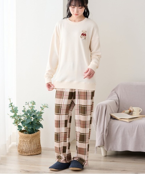 クマプリント ネイビー 長袖パジャマ 一点限定 クマプリント ネイビー 長袖パジャマ 一点限定