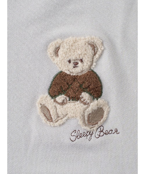 温度調整]裏毛くまサガラ刺繍チェックボトム長袖パジャマ（ルーム