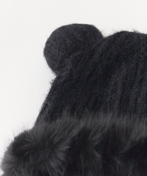 ブラック ファー付きニット帽 モンクレール ブラック ニット帽 ファー