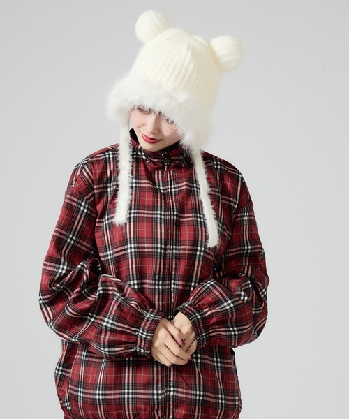 セール】Bear Look Knit cap / クマ耳 ファー付きニット帽