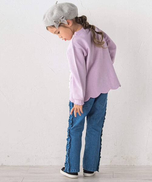 SLAP SLIP（スラップスリップ）の「裏起毛デニムツイルサイドフリルラインパンツ(80~140cm)（デニムパンツ・キッズ・ブラック/ブルー・90cm/100cm/130cm/140cm/80ｃｍ/110cm/120cm）」の4枚目の写真