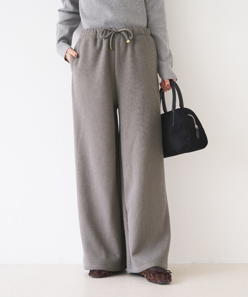 coca（coca）（コカ）の「裏起毛リブワイドパンツ（その他パンツ・レディース・ライトベージュ/グレイッシュベージュ・S/L/M）」の2枚目の写真