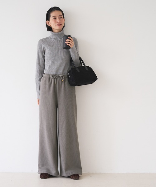 coca（coca）（コカ）の「裏起毛リブワイドパンツ（その他パンツ・レディース・ライトベージュ/グレイッシュベージュ・S/L/M）」の5枚目の写真