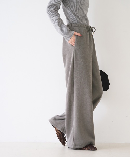 coca（coca）（コカ）の「裏起毛リブワイドパンツ（その他パンツ・レディース・ライトベージュ/グレイッシュベージュ・S/L/M）」の6枚目の写真