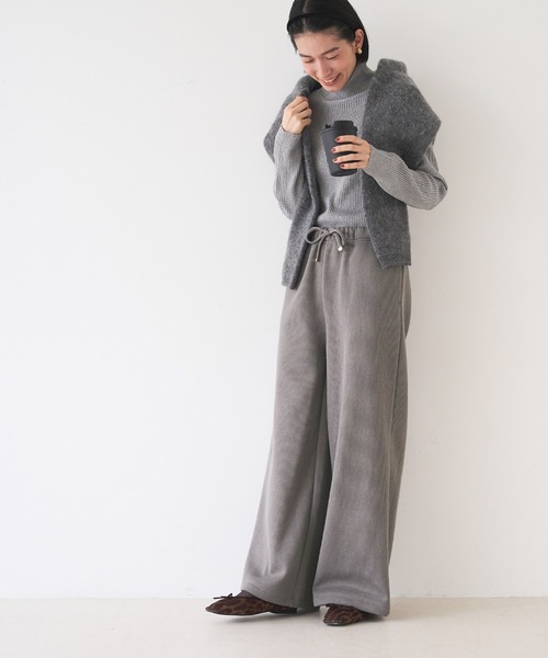 coca（coca）（コカ）の「裏起毛リブワイドパンツ（その他パンツ・レディース・ライトベージュ/グレイッシュベージュ・S/L/M）」の7枚目の写真