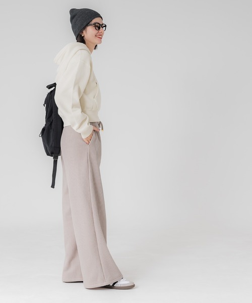 coca（coca）（コカ）の「裏起毛リブワイドパンツ（その他パンツ・レディース・ライトベージュ/グレイッシュベージュ・S/L/M）」の4枚目の写真