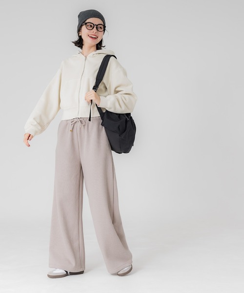 coca（coca）（コカ）の「裏起毛リブワイドパンツ（その他パンツ・レディース・ライトベージュ/グレイッシュベージュ・S/L/M）」の10枚目の写真