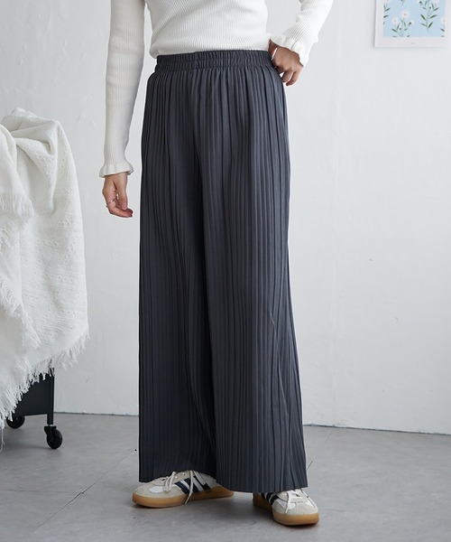 VENCEEXCHANGE（ヴァンスエクスチェンジ）の「カットツイルボックスプリーツパンツ（その他パンツ・レディース・ブラウン/ベージュ/ブラック/ネイビー/チャコール/モカ/その他1/その他2・FREE）」の2枚目の写真