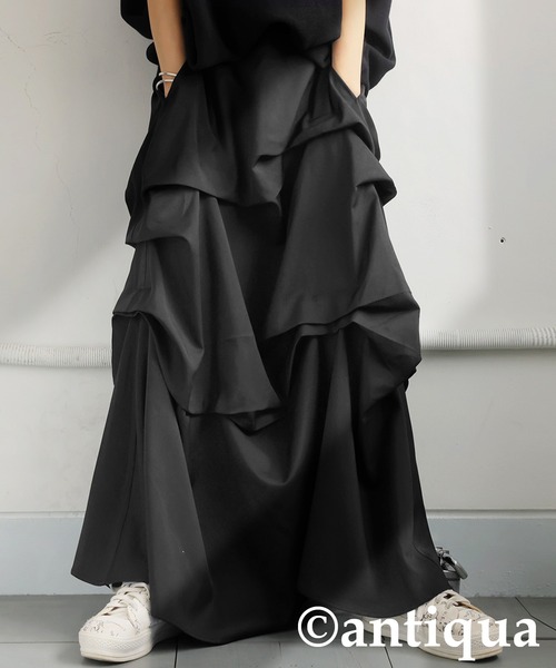 antiqua(アンティカ)の「ボリュームタックスカート(スカート・レディース・ブラック・ONESIZE)」の1枚目の写真
