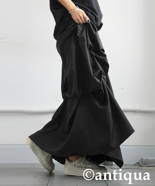antiqua(アンティカ)の「ボリュームタックスカート(スカート・レディース・ブラック・ONESIZE)」の4枚目の写真
