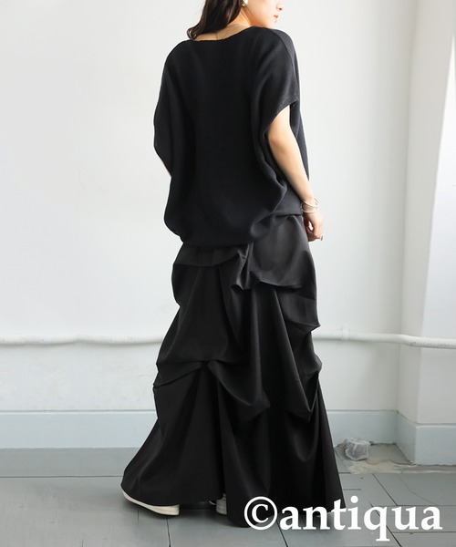 antiqua(アンティカ)の「ボリュームタックスカート(スカート・レディース・ブラック・ONESIZE)」の5枚目の写真