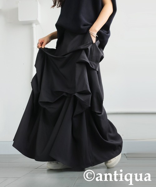 antiqua(アンティカ)の「ボリュームタックスカート(スカート・レディース・ブラック・ONESIZE)」の6枚目の写真