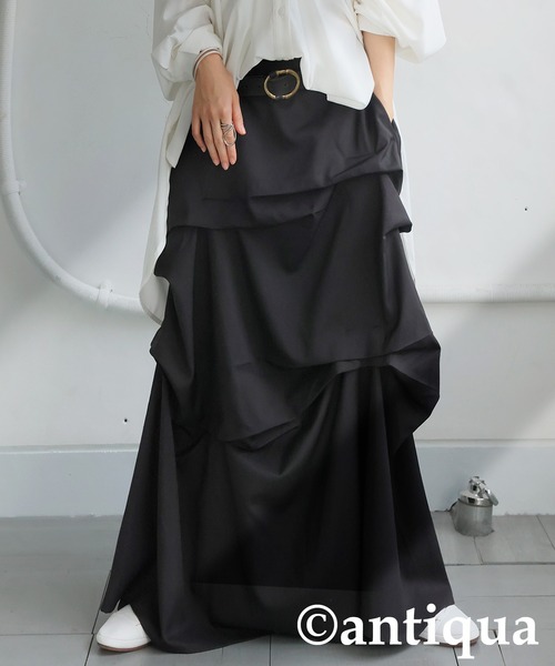 antiqua(アンティカ)の「ボリュームタックスカート(スカート・レディース・ブラック・ONESIZE)」の7枚目の写真