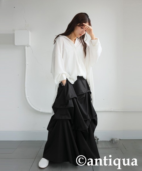 antiqua(アンティカ)の「ボリュームタックスカート(スカート・レディース・ブラック・ONESIZE)」の8枚目の写真