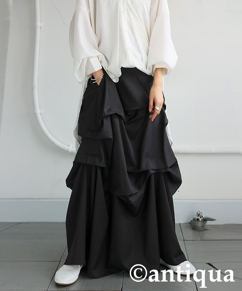antiqua(アンティカ)の「ボリュームタックスカート(スカート・レディース・ブラック・ONESIZE)」の10枚目の写真