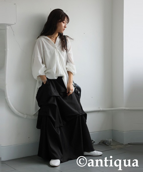antiqua(アンティカ)の「ボリュームタックスカート(スカート・レディース・ブラック・ONESIZE)」の11枚目の写真